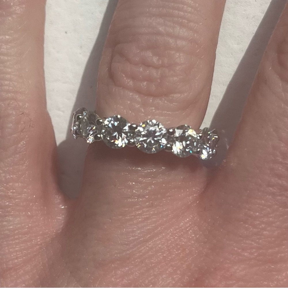 Genuine Moissanite Eternity Band 7 Carats Round Stones size 6 Sterling Silver
